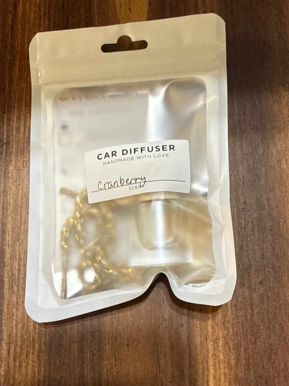 Handmade Cranberry Car Diffuser — Gold Accent